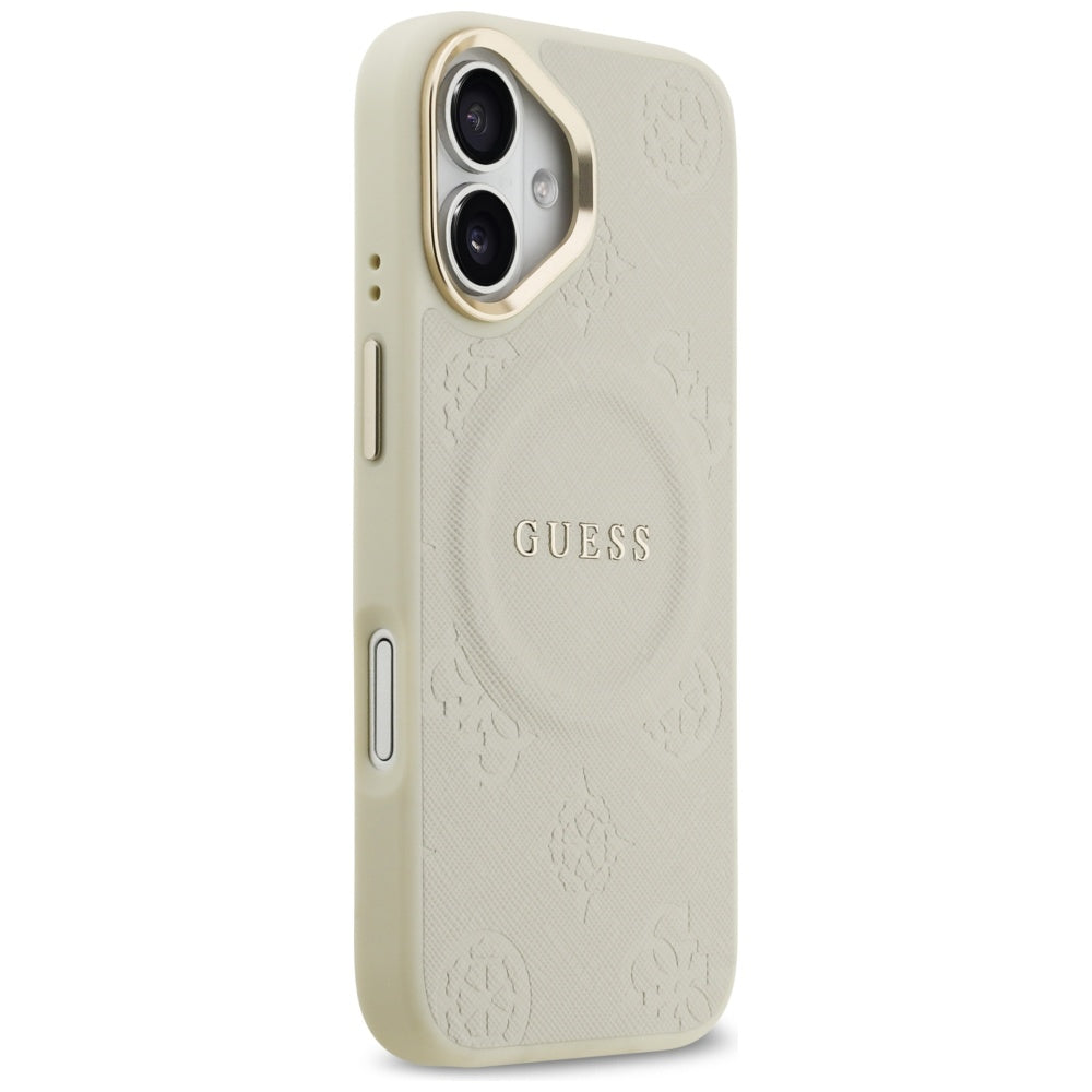 MagSafe-deksel for Apple iPhone 17, Guess, Peony Hot Stamp, Beige