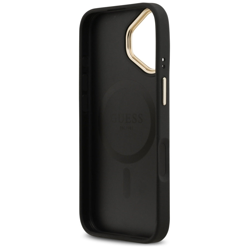 MagSafe-deksel for Apple iPhone 17, Guess, Peony Hot Stamp, Svart