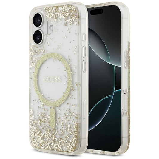 MagSafe-deksel for Apple iPhone 17, Guess, Resin Bottom Glitter, Gull