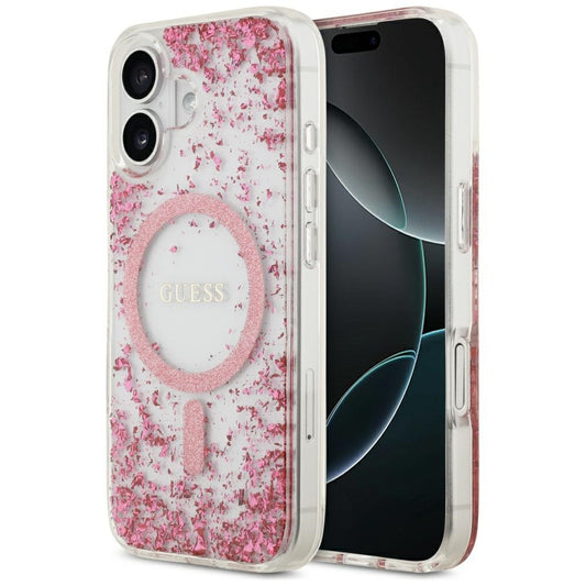 MagSafe-deksel for Apple iPhone 17, Guess, Resin Bottom Glitter, Rosa