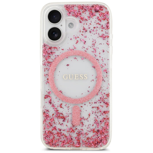 MagSafe-deksel for Apple iPhone 17, Guess, Resin Bottom Glitter, Rosa