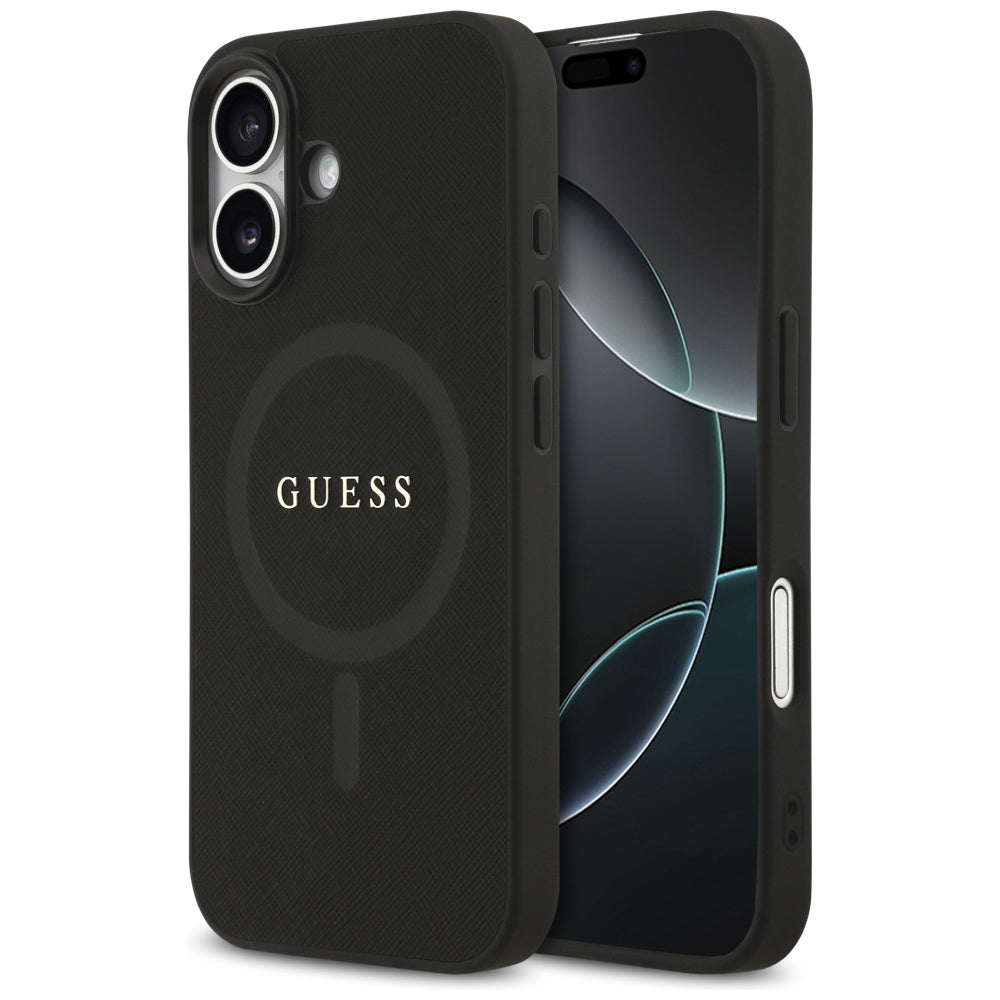 MagSafe-deksel for Apple iPhone 17, Guess, Saffiano Classic Logo, Svart