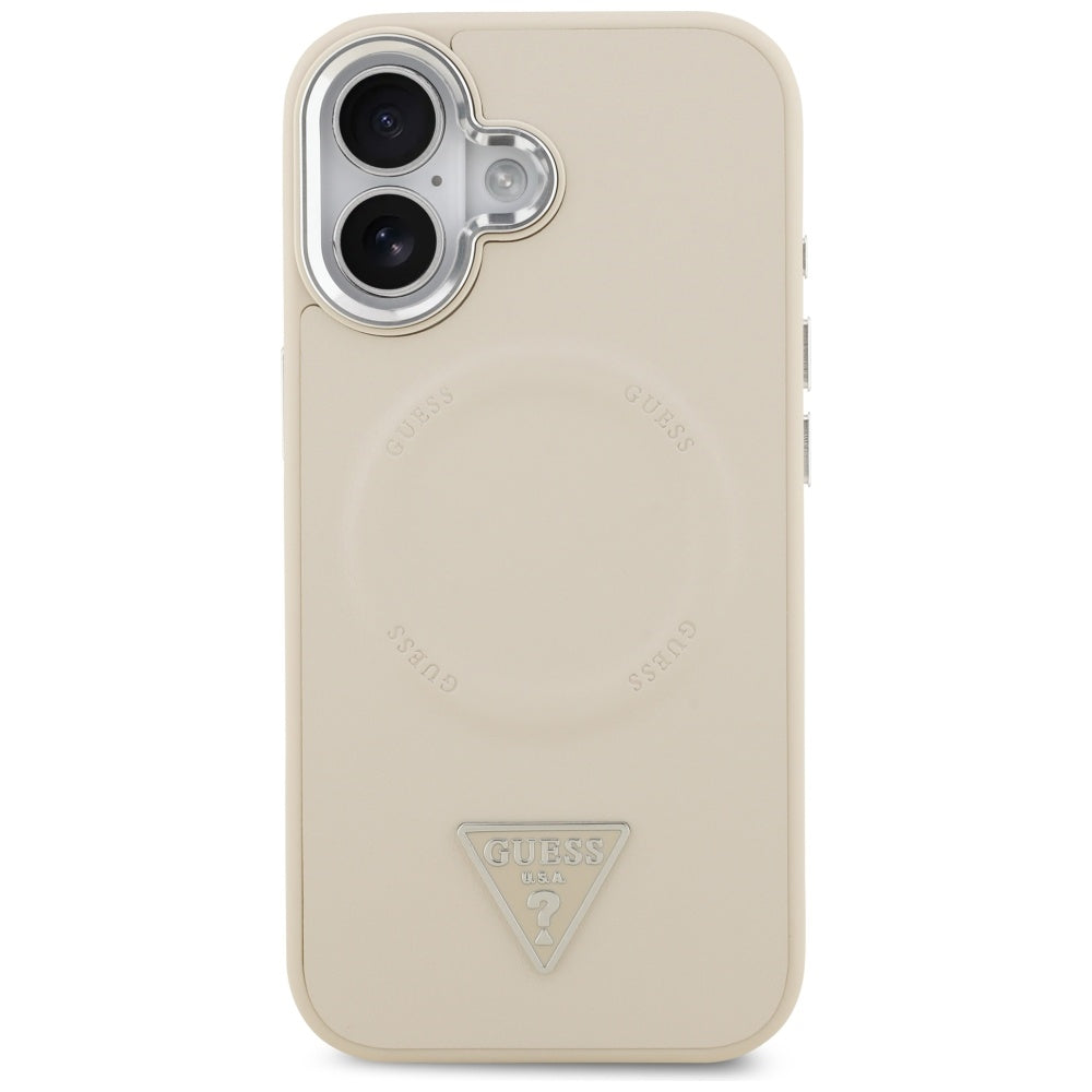MagSafe-deksel for Apple iPhone 17, Guess, Triangle Logo, Beige Sølv