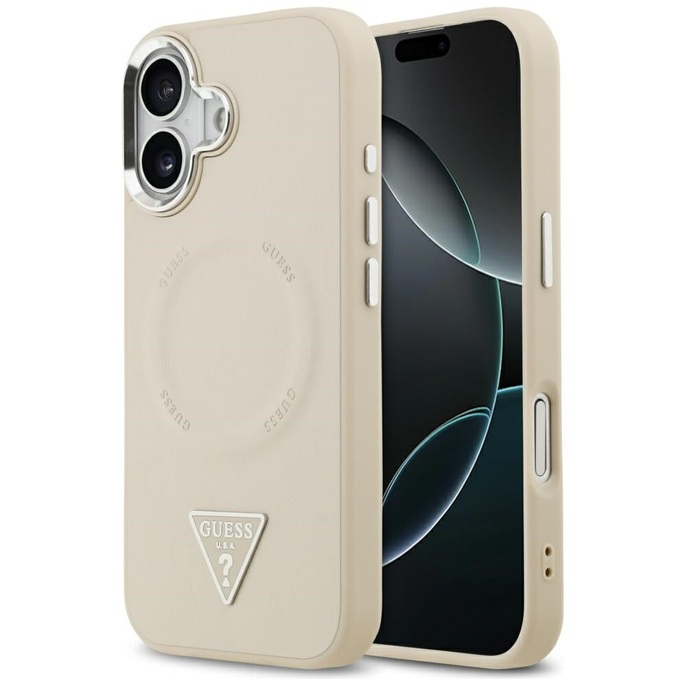 MagSafe-deksel for Apple iPhone 17, Guess, Triangle Logo, Beige Sølv