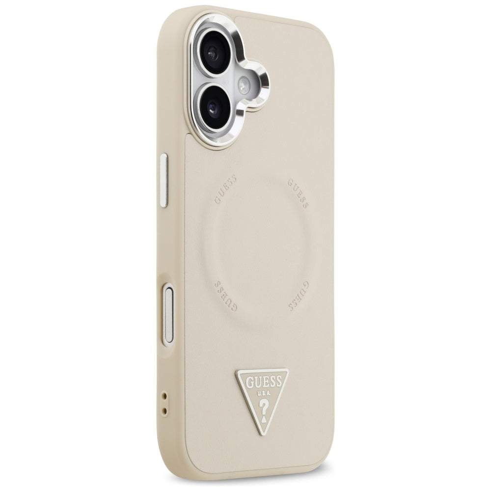 MagSafe-deksel for Apple iPhone 17, Guess, Triangle Logo, Beige Sølv