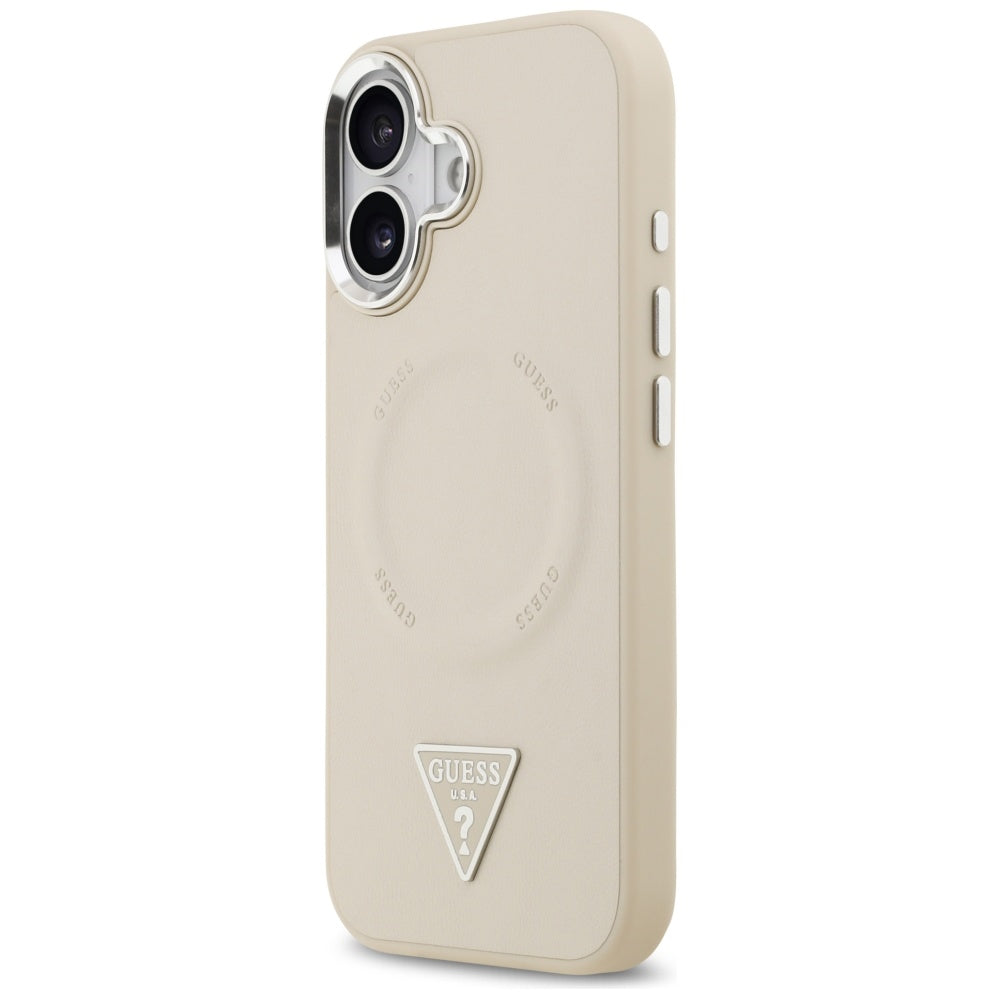 MagSafe-deksel for Apple iPhone 17, Guess, Triangle Logo, Beige Sølv