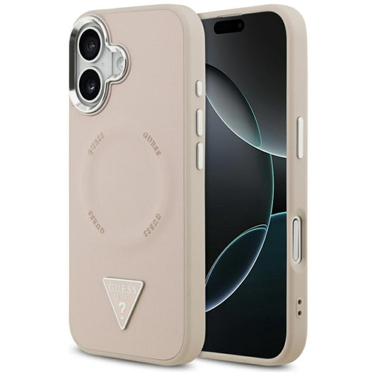 MagSafe-deksel for Apple iPhone 17, Guess, Triangle Logo, Rosa Sølv