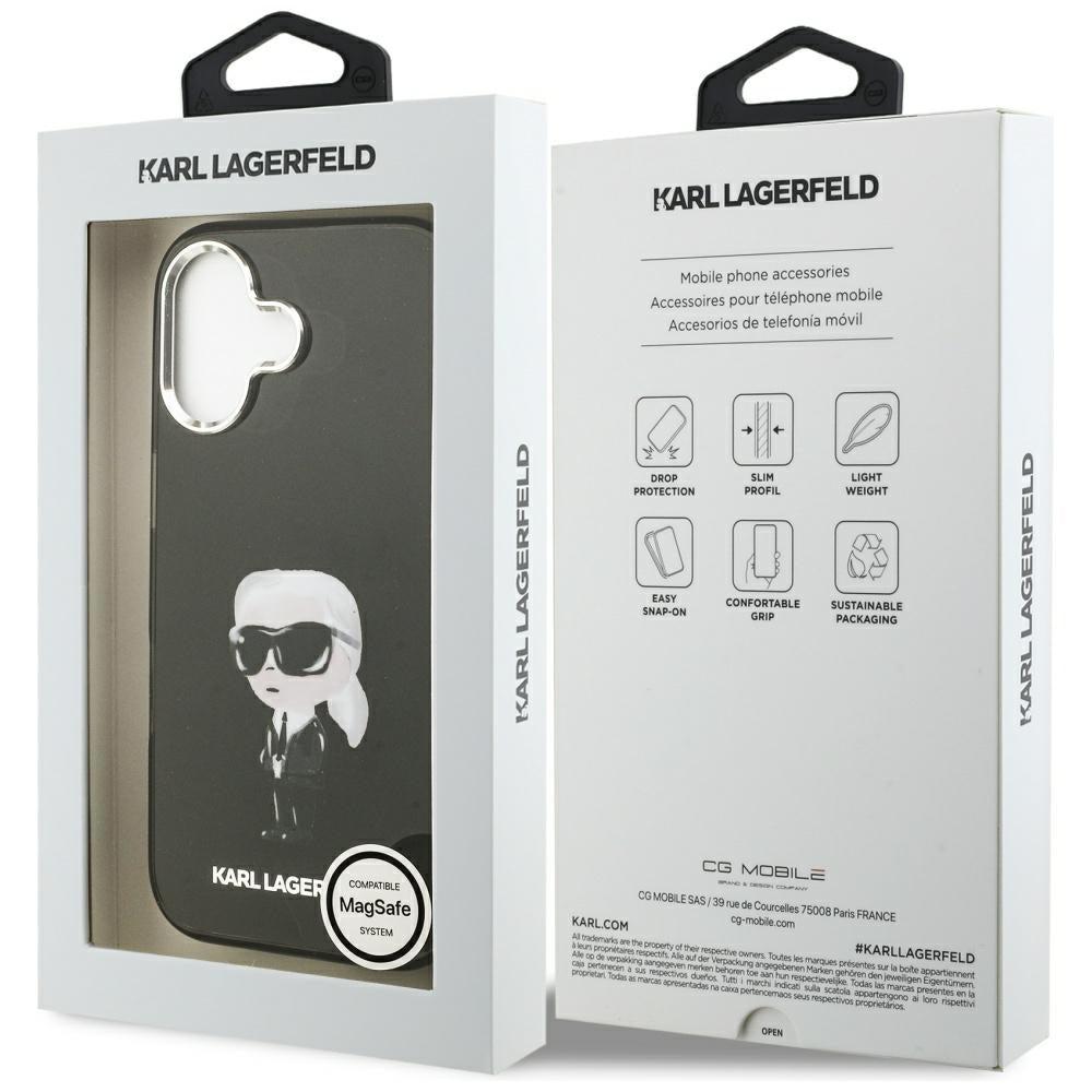 MagSafe-deksel for Apple iPhone 17, Karl Lagerfeld, IML Aquarelle Karl Ikonik, Svart