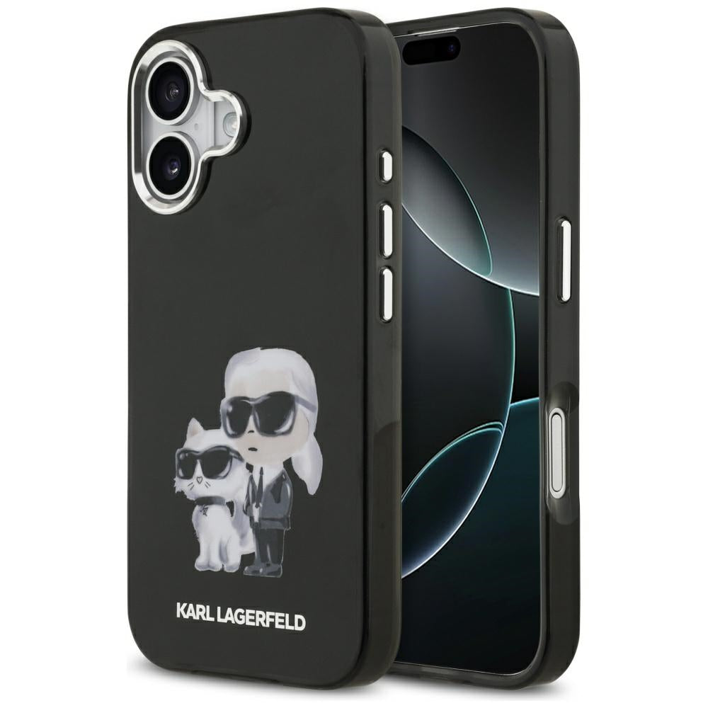 MagSafe-deksel for Apple iPhone 17, Karl Lagerfeld, IML Aquarelle Logo Karl & Choupette, Svart