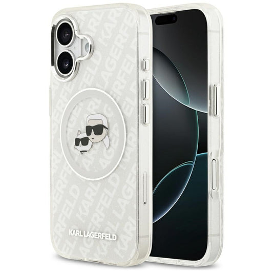 MagSafe-deksel for Apple iPhone 17, Karl Lagerfeld, IML Glitter Karl & Choupette`s Heads, Grå
