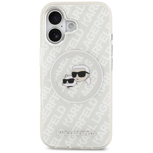MagSafe-deksel for Apple iPhone 17, Karl Lagerfeld, IML Glitter Karl & Choupette`s Heads, Grå