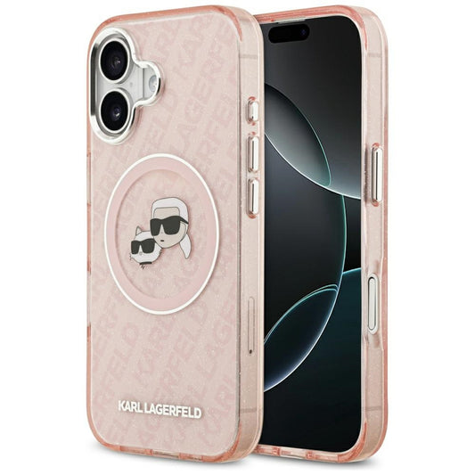 MagSafe-deksel for Apple iPhone 17, Karl Lagerfeld, IML Glitter Karl & Choupette`s Heads, Rosa