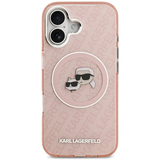 MagSafe-deksel for Apple iPhone 17, Karl Lagerfeld, IML Glitter Karl & Choupette`s Heads, Rosa