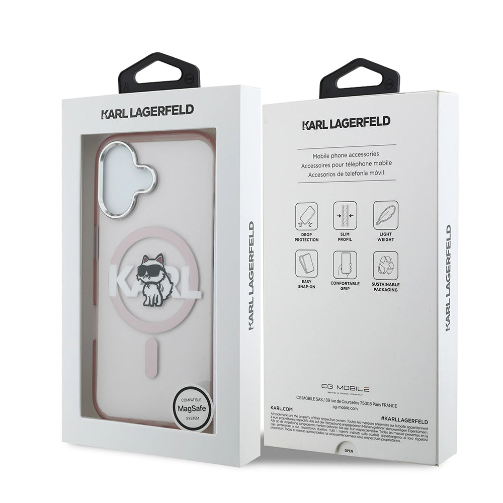 MagSafe-deksel for Apple iPhone 17, Karl Lagerfeld, IML Sketch Logo Choupette, Rosa