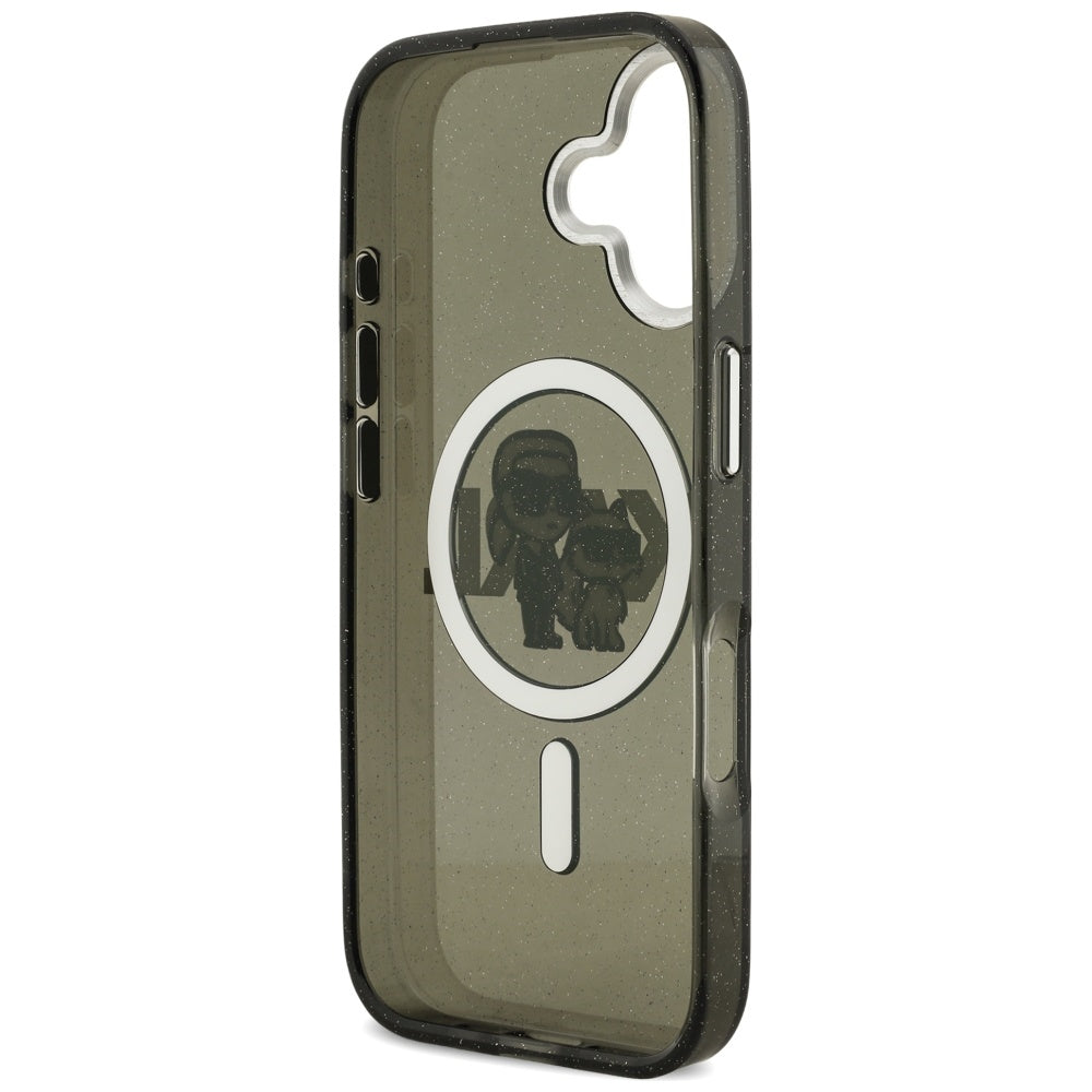 MagSafe-deksel for Apple iPhone 17, Karl Lagerfeld, IML Sketch Logo Glitter Karl & Choupette, Svart