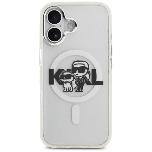 MagSafe deksel for Apple iPhone 17, Karl Lagerfeld, IML Sketch Logo Glitter Karl & Choupette, Transparent