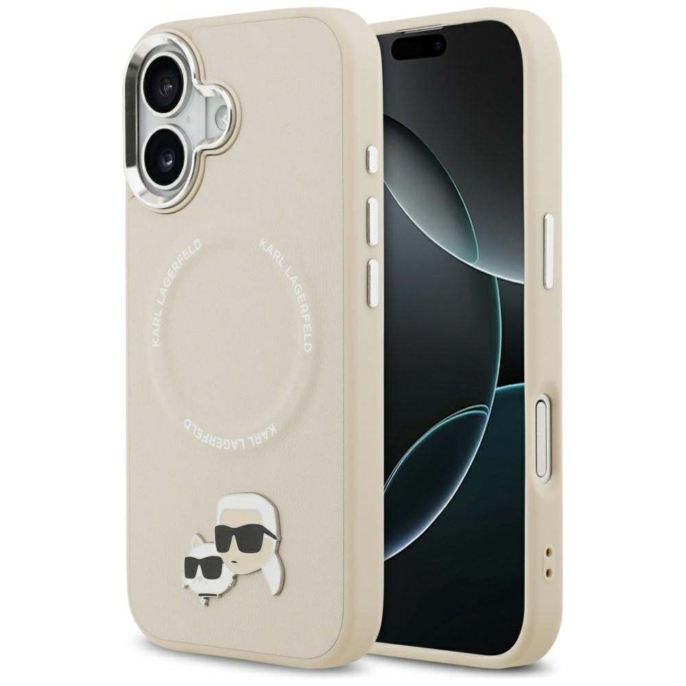 MagSafe-deksel for Apple iPhone 17, Karl Lagerfeld, Karl & Choupette Pins, Beige