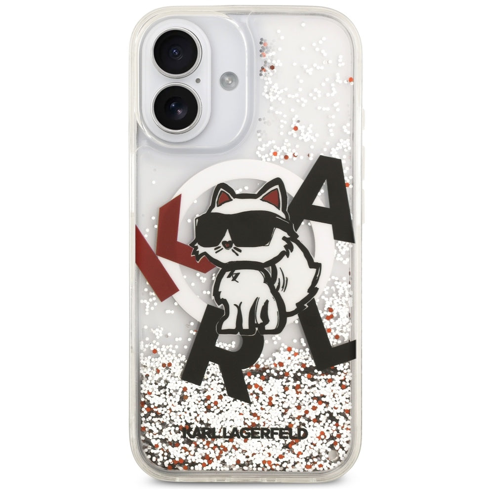 MagSafe-deksel for Apple iPhone 17, Karl Lagerfeld, Liquid Glitter Choupette Logo, Gjennomsiktig
