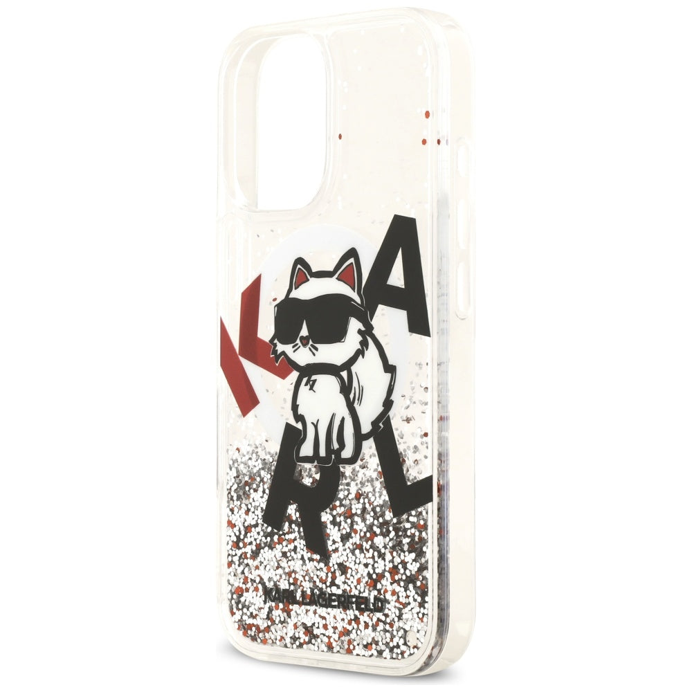 MagSafe-deksel for Apple iPhone 17, Karl Lagerfeld, Liquid Glitter Choupette Logo, Gjennomsiktig