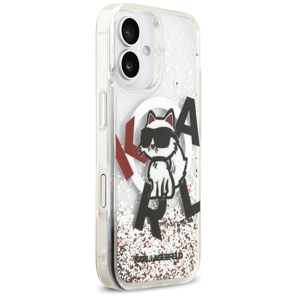 MagSafe-deksel for Apple iPhone 17, Karl Lagerfeld, Liquid Glitter Choupette Logo, Gjennomsiktig