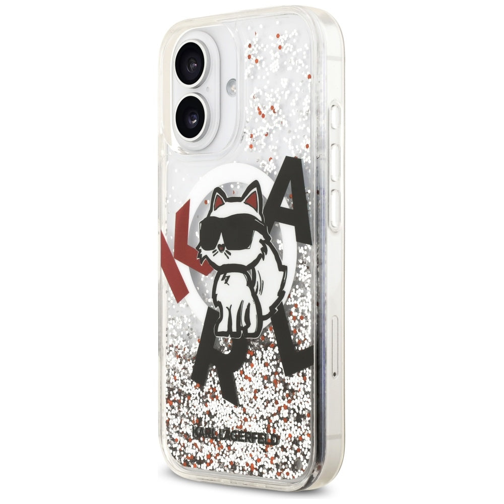 MagSafe-deksel for Apple iPhone 17, Karl Lagerfeld, Liquid Glitter Choupette Logo, Gjennomsiktig