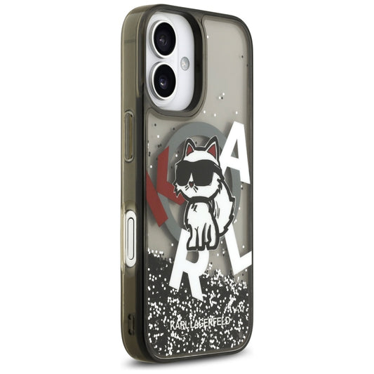 MagSafe-deksel for Apple iPhone 17, Karl Lagerfeld, Liquid Glitter Logo Choupette, Svart