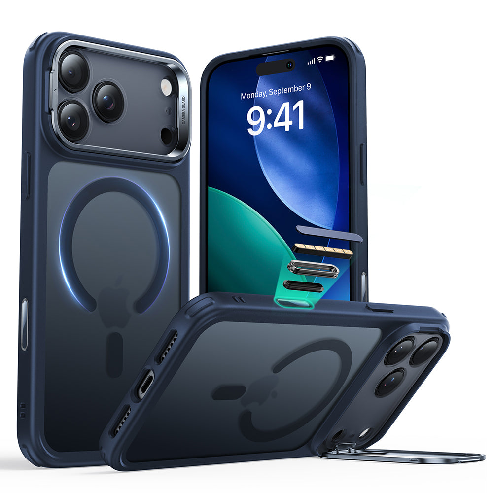 MagSafe-deksel for Apple iPhone 17 Pro, ESR, Classic Hybrid Kickstand, Satinblå