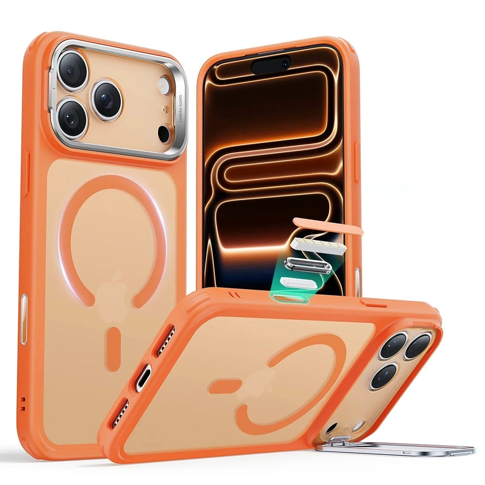 MagSafe-deksel for Apple iPhone 17 Pro, ESR, Classic Hybrid Kickstand Slide, Satinert Oransje