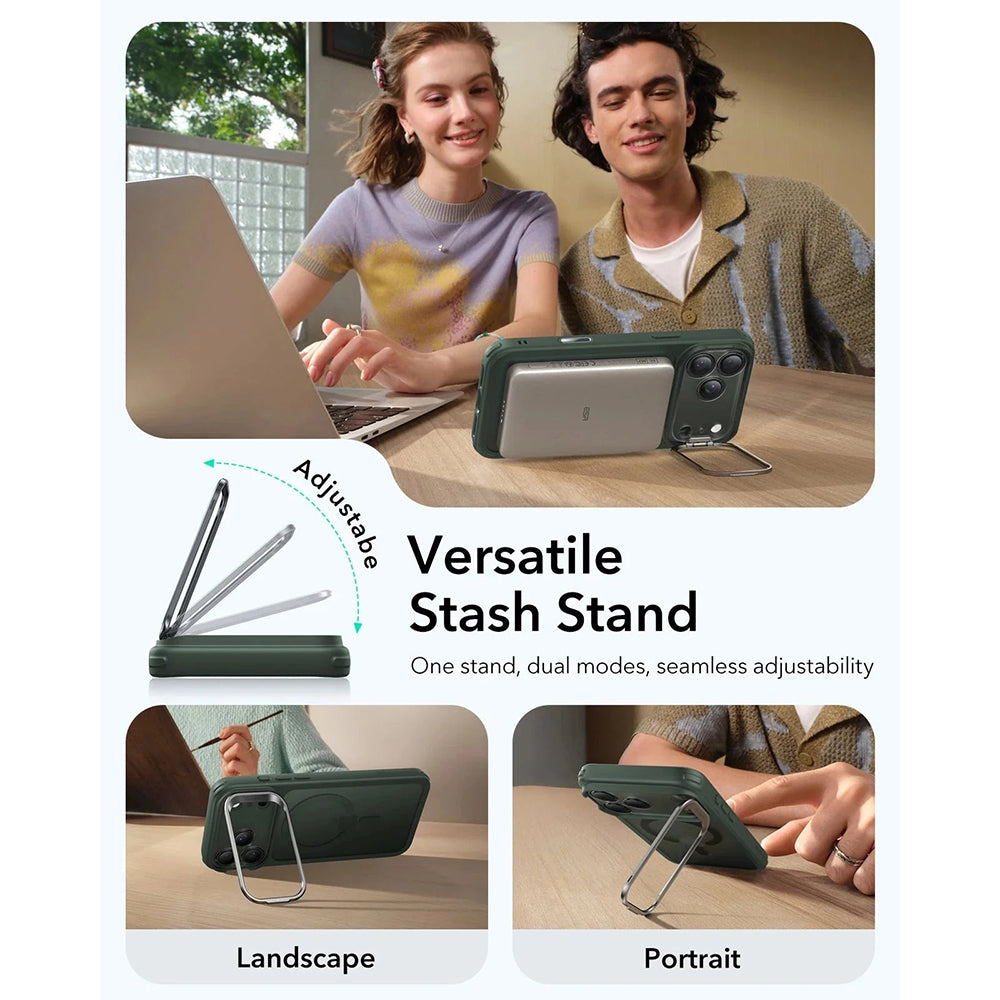 MagSafe-deksel for Apple iPhone 17 Pro, ESR, Classic Hybrid Kickstand, Satengrønn