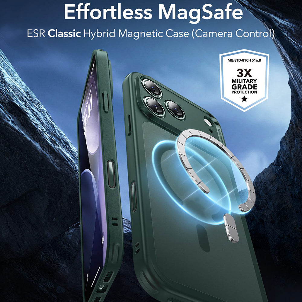 MagSafe-deksel for Apple iPhone 17 Pro, ESR, Classic Hybrid, Satenggrønn