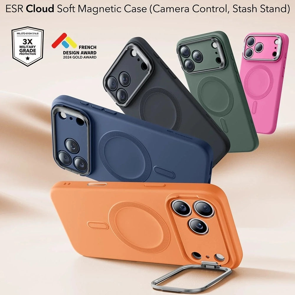 MagSafe-deksel for Apple iPhone 17 Pro, ESR, Cloud Soft Kickstand, Oransje