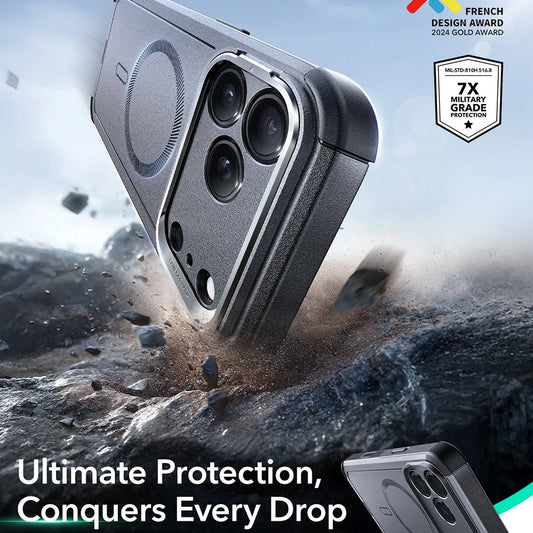 MagSafe-deksel for Apple iPhone 17 Pro, ESR, Cyber Armor Kickstand, Grå