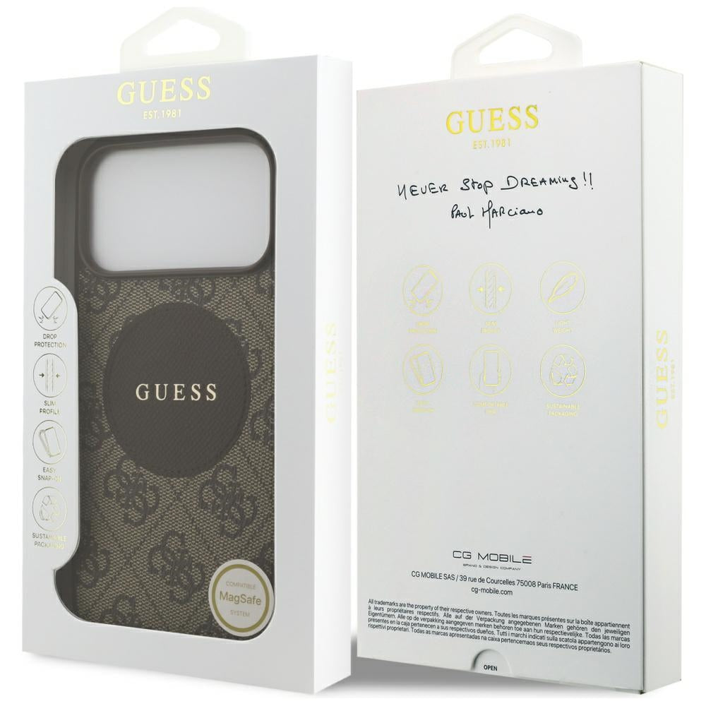 MagSafe deksel for Apple iPhone 17 Pro, Guess, 4G Circle Classic Logo, Brun