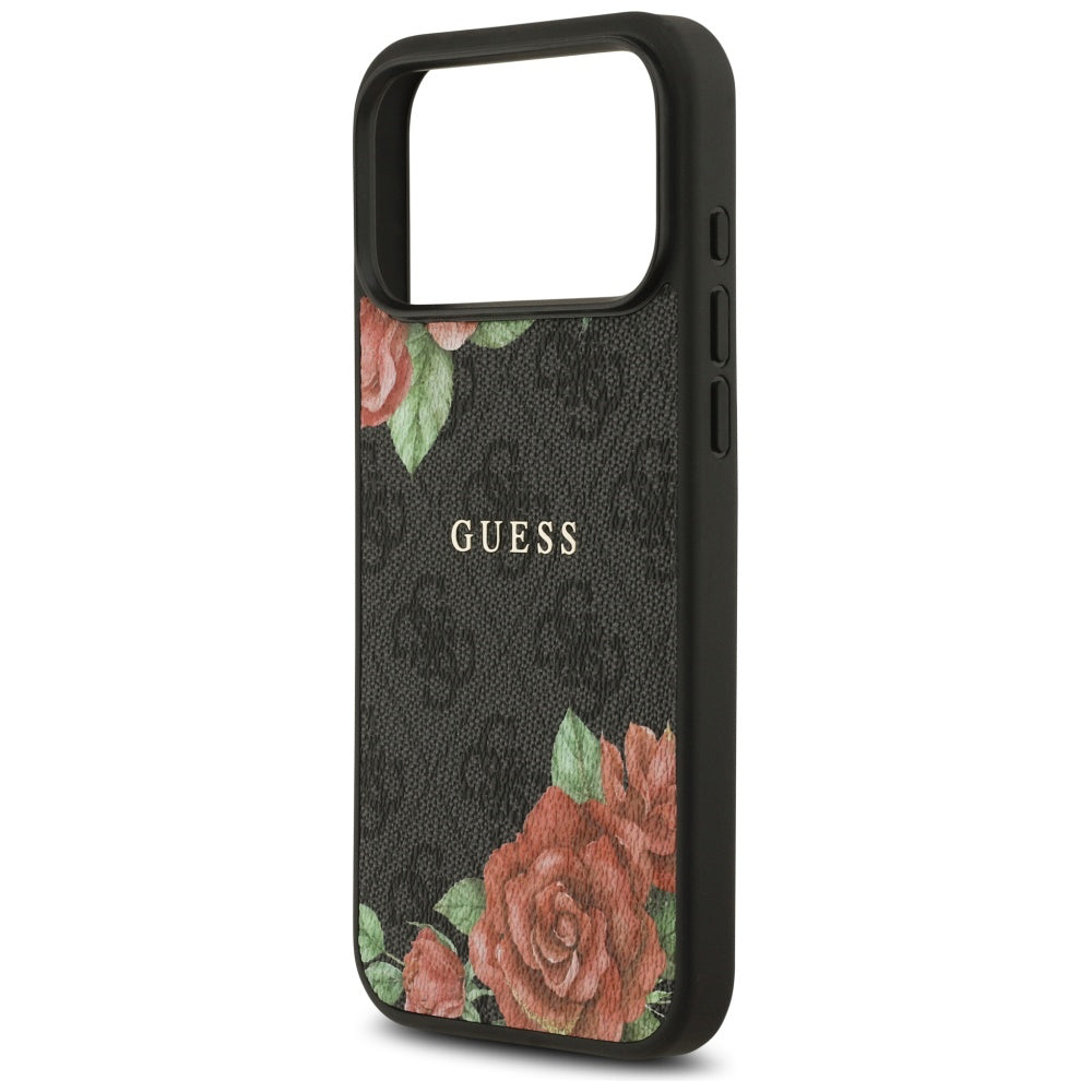 MagSafe-deksel for Apple iPhone 17 Pro, Guess, 4G Flowers Print, Svart