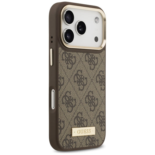 MagSafe-deksel for Apple iPhone 17 Pro, Guess, 4G Logo Plate, Brun