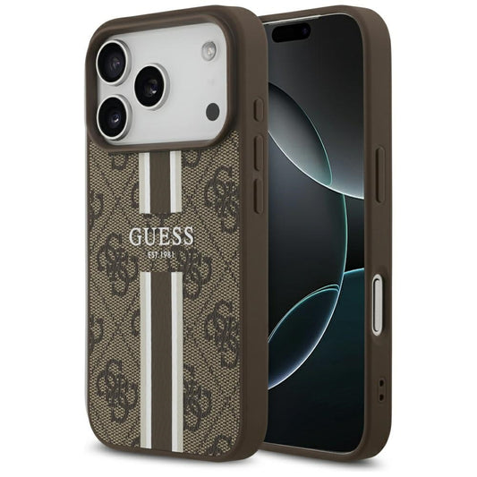MagSafe-deksel for Apple iPhone 17 Pro, Guess, 4G Printed Stripes, Brun