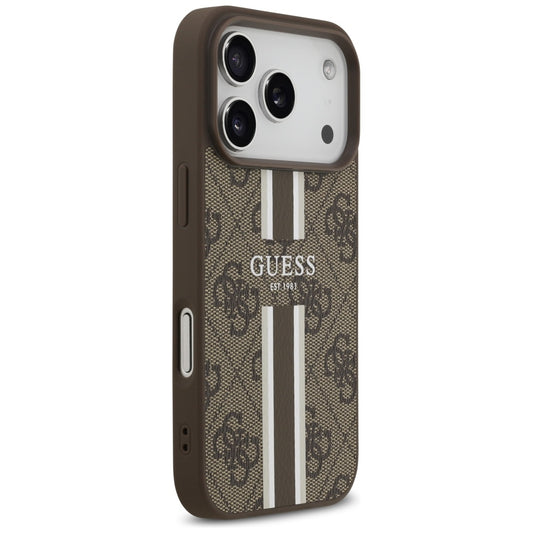 MagSafe-deksel for Apple iPhone 17 Pro, Guess, 4G Printed Stripes, Brun