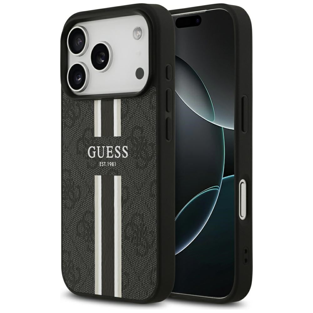 MagSafe-deksel for Apple iPhone 17 Pro, Guess, 4G Printed Stripes, Svart