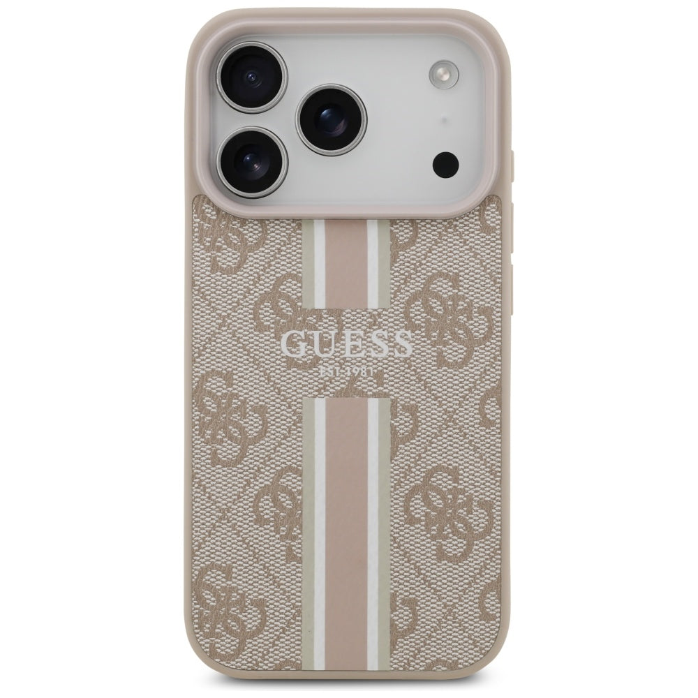 MagSafe-deksel for Apple iPhone 17 Pro, Guess, 4G Printed Stripes, Rosa