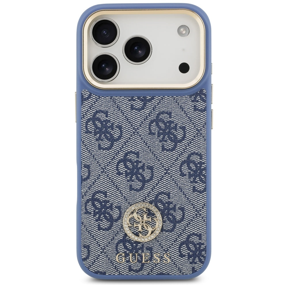 MagSafe-deksel for Apple iPhone 17 Pro, Guess, 4G Strass Logo, Blå