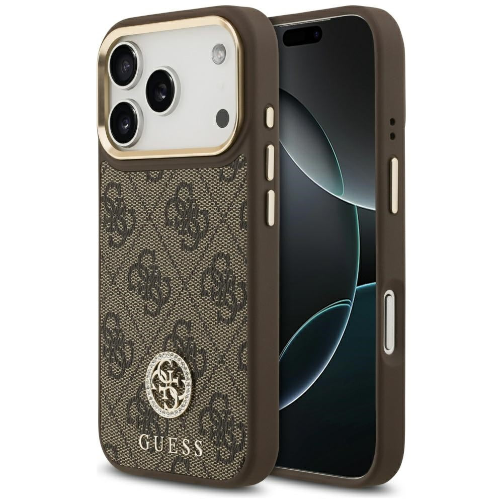 MagSafe-deksel for Apple iPhone 17 Pro, Guess, 4G Strass Logo, Brun