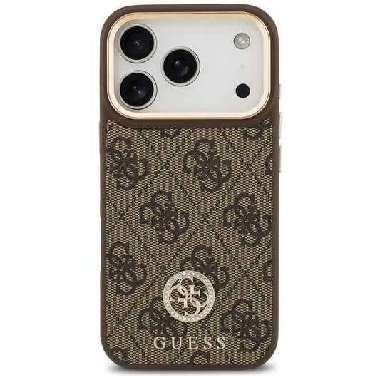 MagSafe-deksel for Apple iPhone 17 Pro, Guess, 4G Strass Logo med stor stropp, Brun