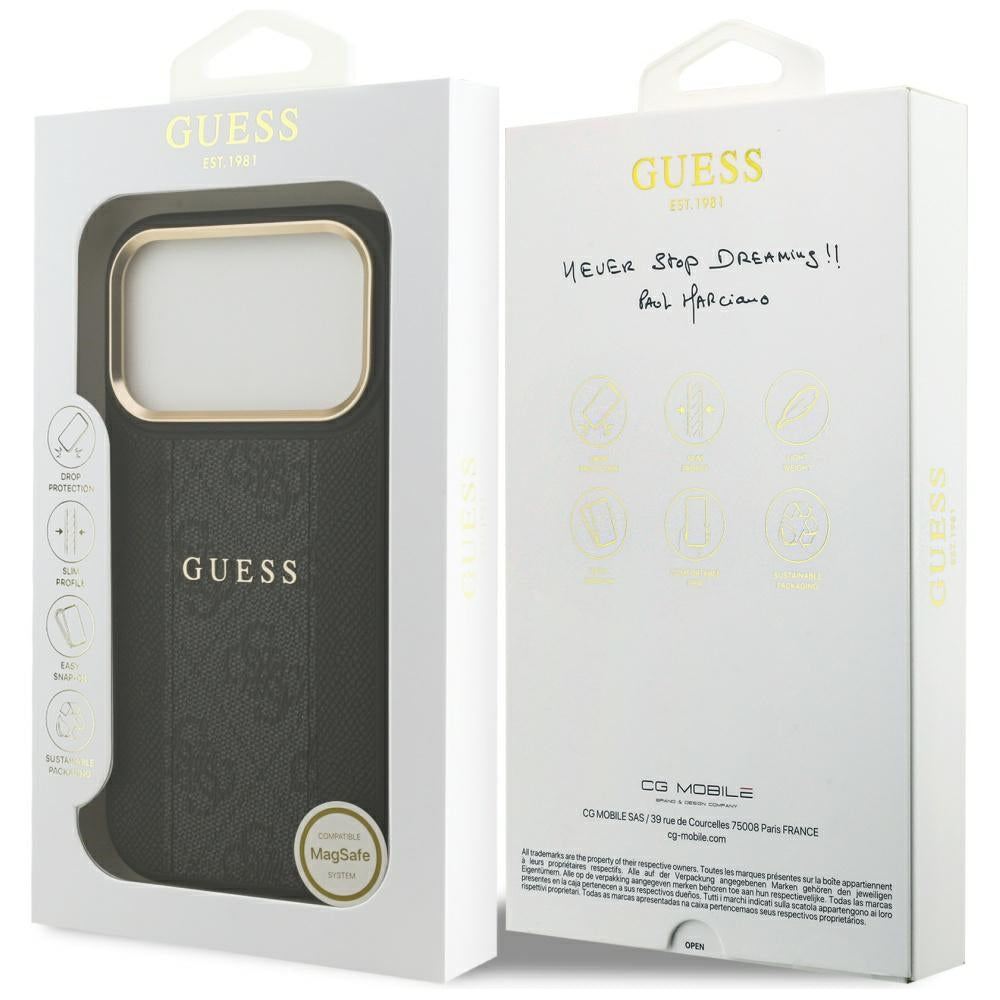 MagSafe-deksel for Apple iPhone 17 Pro, Guess, 4G Stripe, Svart