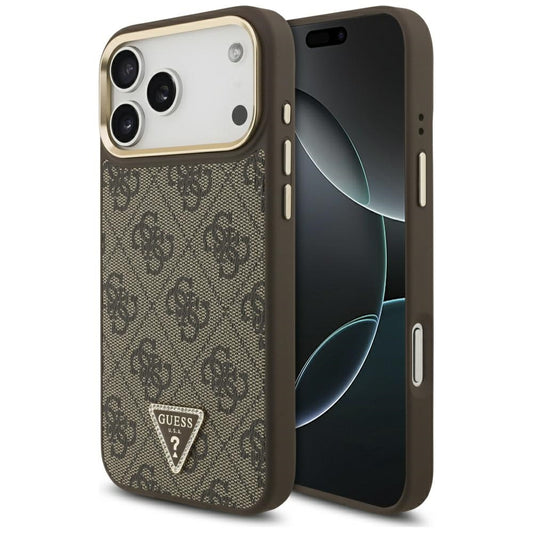 MagSafe-deksel for Apple iPhone 17 Pro, Guess, 4G Triangle Logo, Gylden Brun