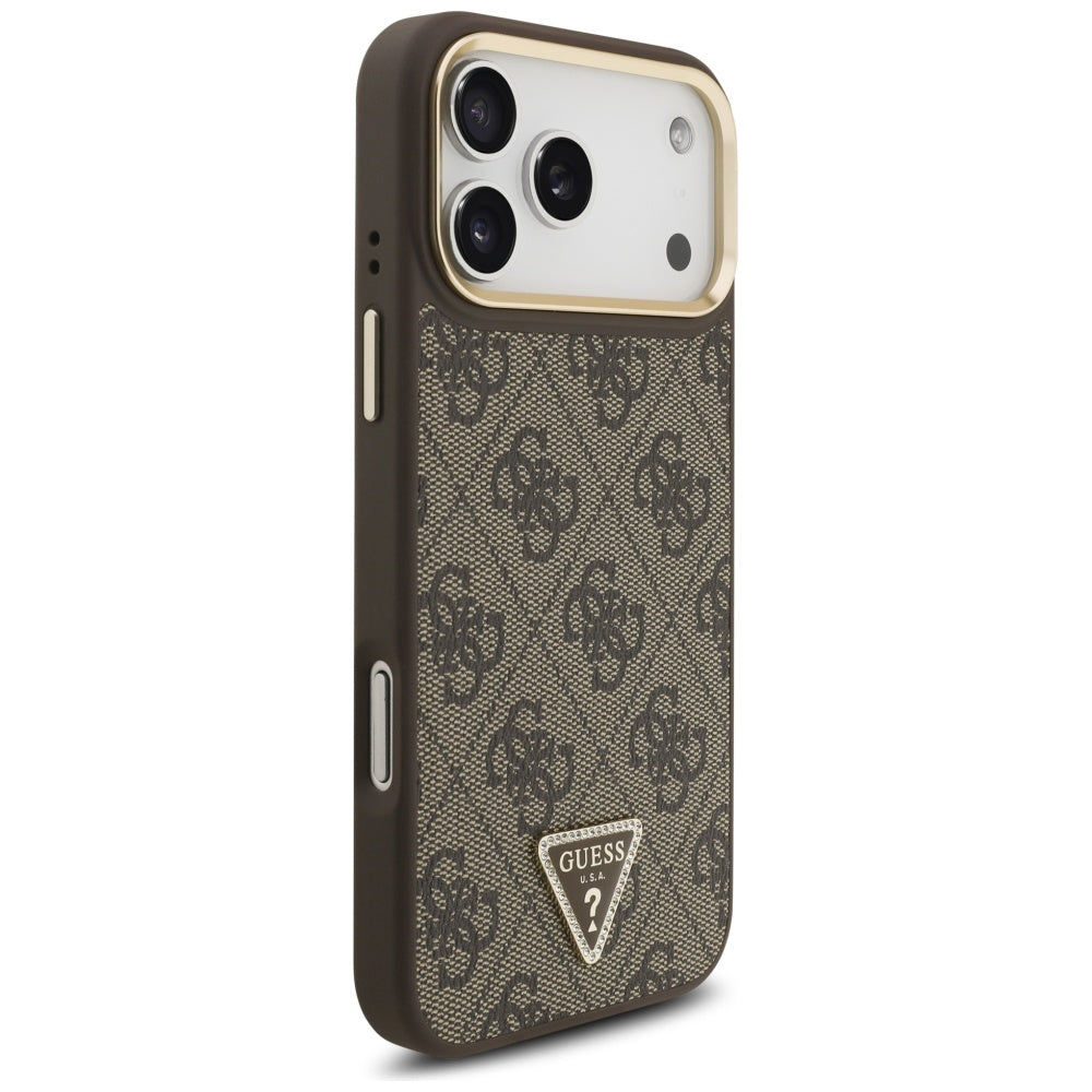 MagSafe-deksel for Apple iPhone 17 Pro, Guess, 4G Triangle Logo, Gylden Brun