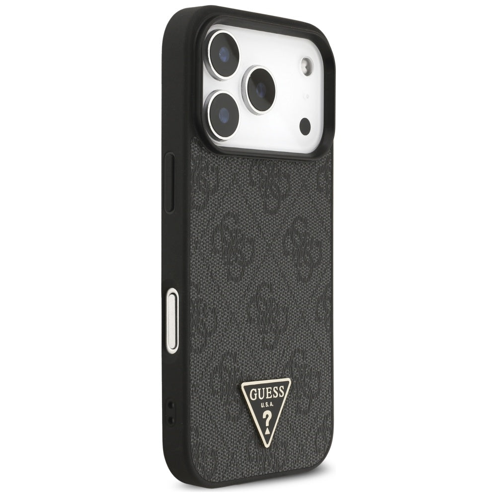 MagSafe deksel for Apple iPhone 17 Pro, Guess, 4G Triangle Logo med snorrem, Svart