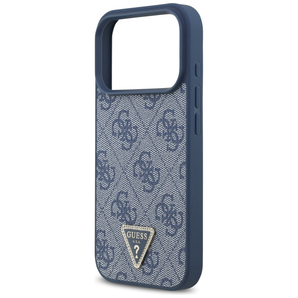 MagSafe-deksel for Apple iPhone 17 Pro, Guess, 4G Triangle Strass, Blå