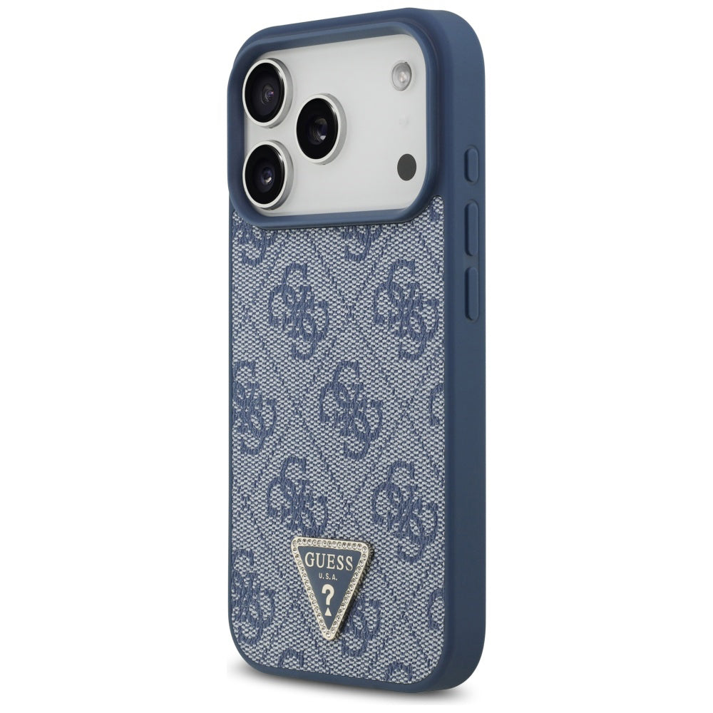 MagSafe-deksel for Apple iPhone 17 Pro, Guess, 4G Triangle Strass, Blå