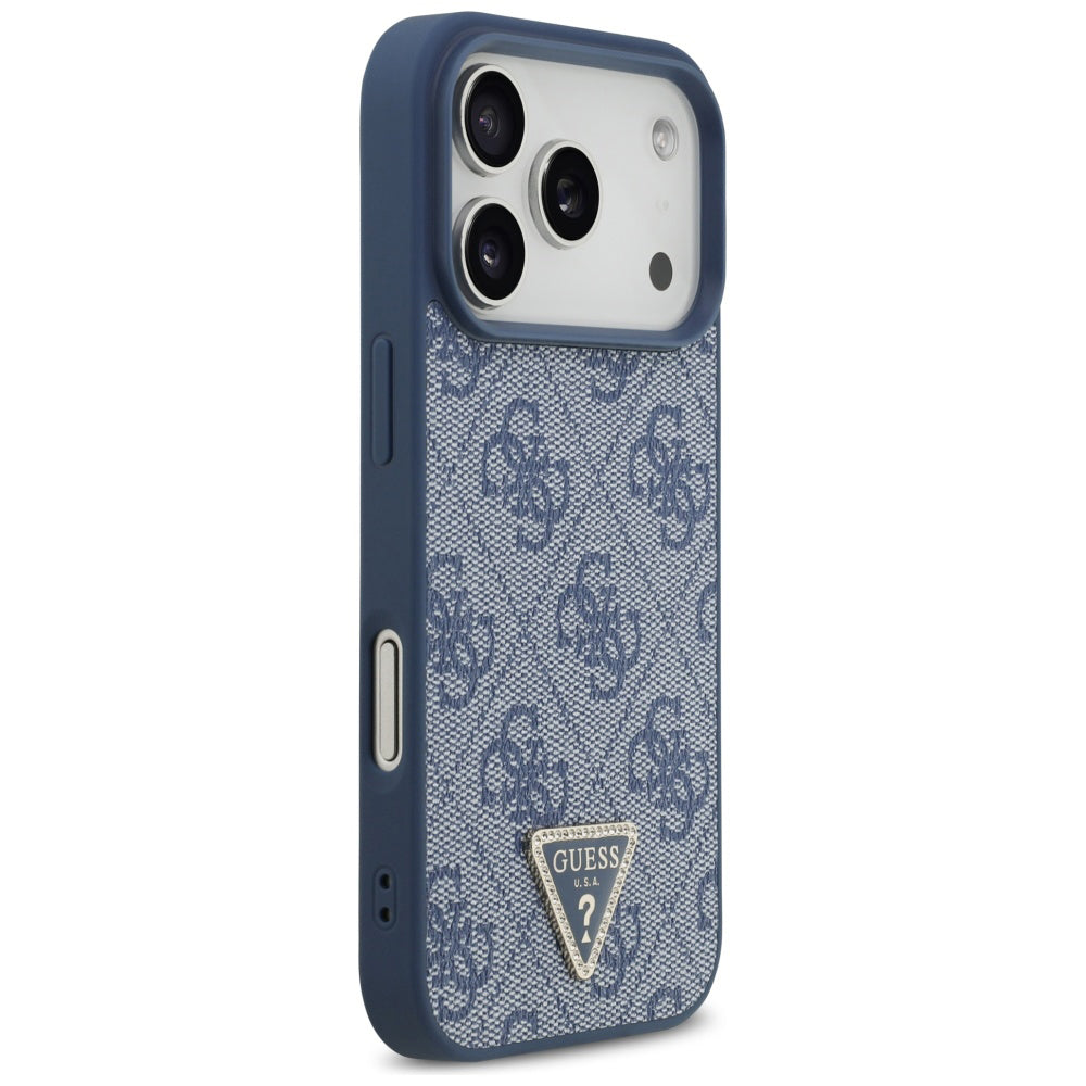 MagSafe-deksel for Apple iPhone 17 Pro, Guess, 4G Triangle Strass, Blå