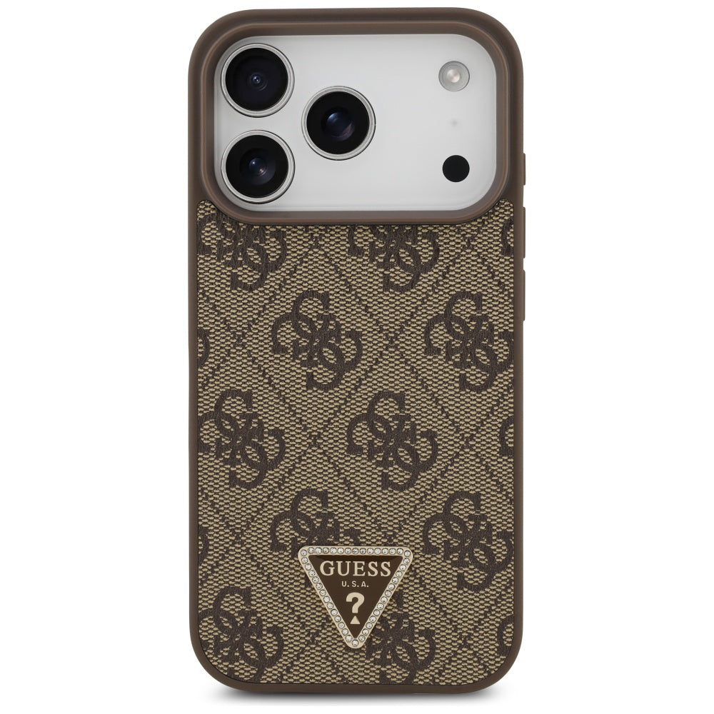 MagSafe-deksel for Apple iPhone 17 Pro, Guess, 4G Triangle Strass, Brun